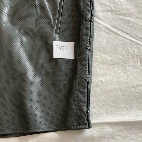 Ports 1961- dark gray perforated leather dress with pockets metal hooks on sides - Picture 5 of 15